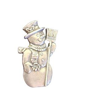 Snowman Brooch Pewter Quick Cooking 2000 Edition